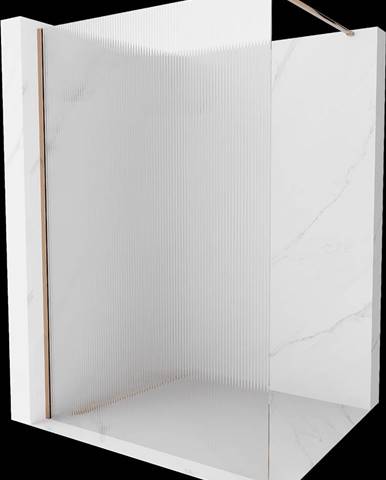Mexen Kioto,  sprchová zástena 100 x 200 cm,  8mm sklo s rebrovým vzorom,  ružové zlato profil,  800-100-101-60-09
