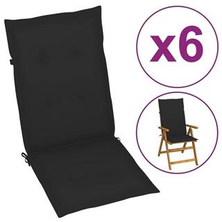 Vidaxl Podložky na záhradné stoličky 6 ks,  čierne 120x50x4 cm