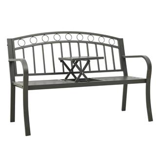 Vidaxl  Záhradná lavica so stolíkom sivá 120 cm oceľ značky Vidaxl