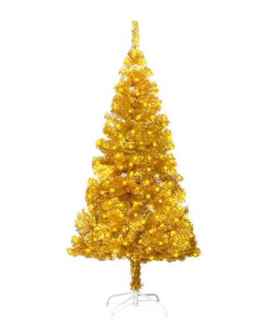 Vidaxl Umelý vianočný stromček s LED a podstavcom zlatý 150 cm PET