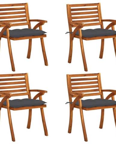Vidaxl Záhradné stoličky so sedákmi 4 ks akáciový masív