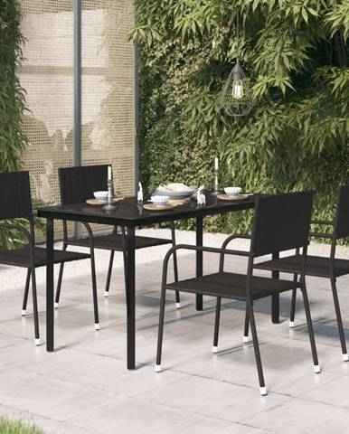 Vidaxl Záhradný jedálenský stôl čierny 140x70x74 cm oceľ a sklo