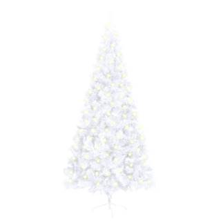 Vidaxl  Umelý polovičný vianočný stromček LED podstavec biely 210 cm PVC značky Vidaxl