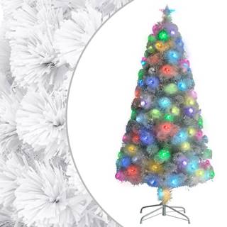 Vidaxl Umelý vianočný stromček s LED biely 120 cm optické vlákno