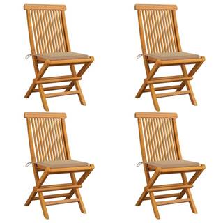 Vidaxl Záhradné stoličky,  béžové podložky 4 ks,  tíkový masív