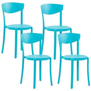 Beliani Sada 4 jedálenských stoličiek plastových modrých VIESTE