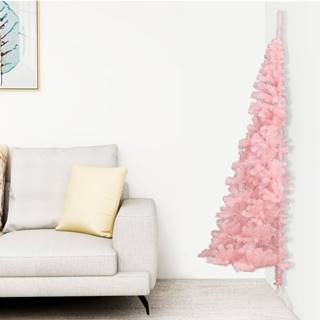 Vidaxl Umelý vianočný polovičný stromček s podstavcom ružový 210cm PVC