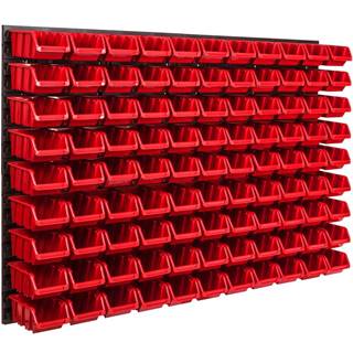 botle Úložný systém nástenný panel 115 x 78 cm s 99 ks. Krabic zavesené Červené Boxy Skladovací systém