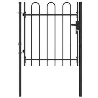 Petromila vidaXL Jednokrídlová plotová brána s oblúkom,  oceľ 1x1 m,  čierna