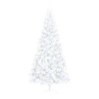 Vidaxl Umelý vianočný pol stromček s LED a stojanom,  biely 180 cm,  PVC
