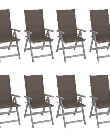 Vidaxl Záhradné sklápacie stoličky+podložky 8 ks,  sivé,  akáciové drevo