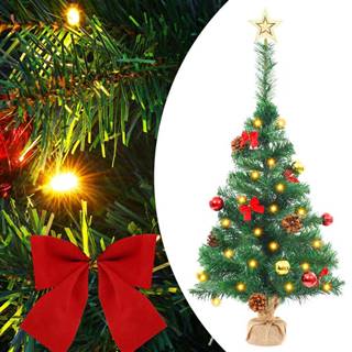 Vidaxl Umelý vianočný stromček s ozdobami a LED diódami,  zelený 64 cm