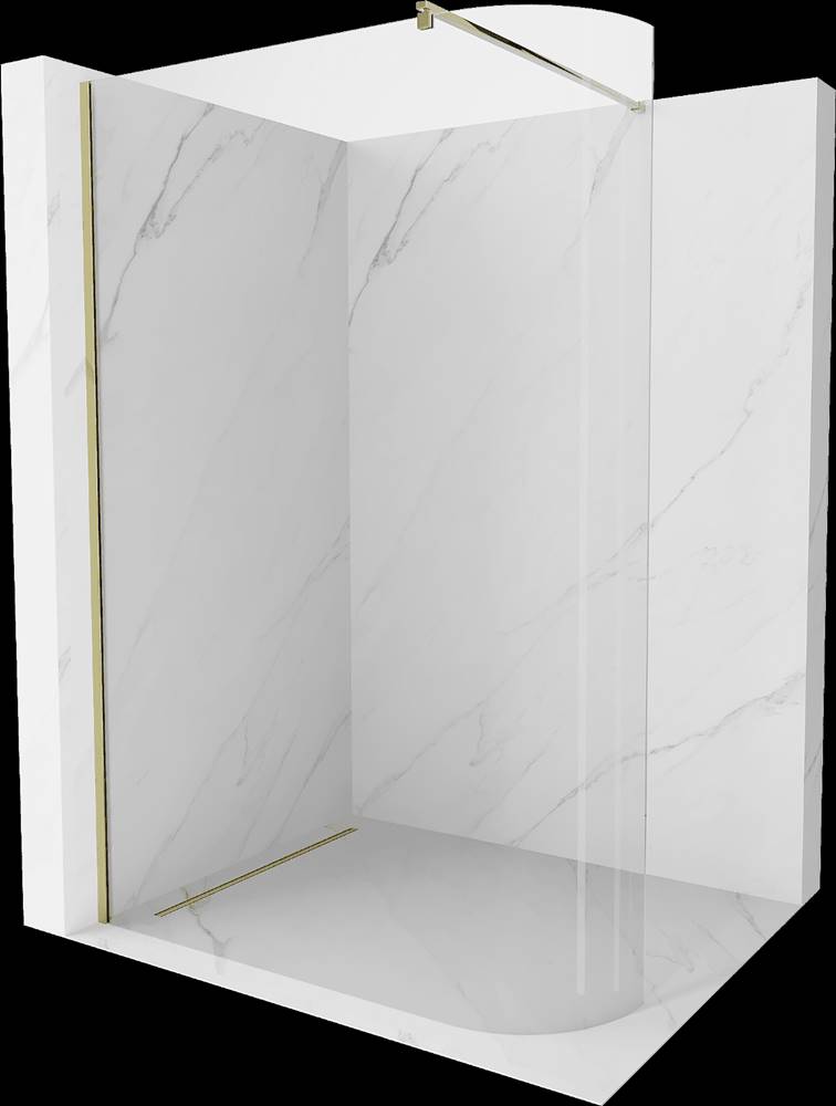 Mexen  Kioto,  zaoblená sprchová zástena 80 x 200 cm,  8mm číre sklo,  zlatý profil,  800-080-101-50-06 značky Mexen