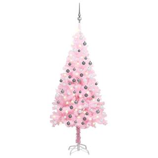 Vidaxl Umelý vianočný stromček s LED a sadou gulí ružový 150 cm PVC