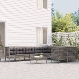 Vidaxl  10-dielna záhradná sedacia súprava s vankúšmi polyratanová sivá značky Vidaxl