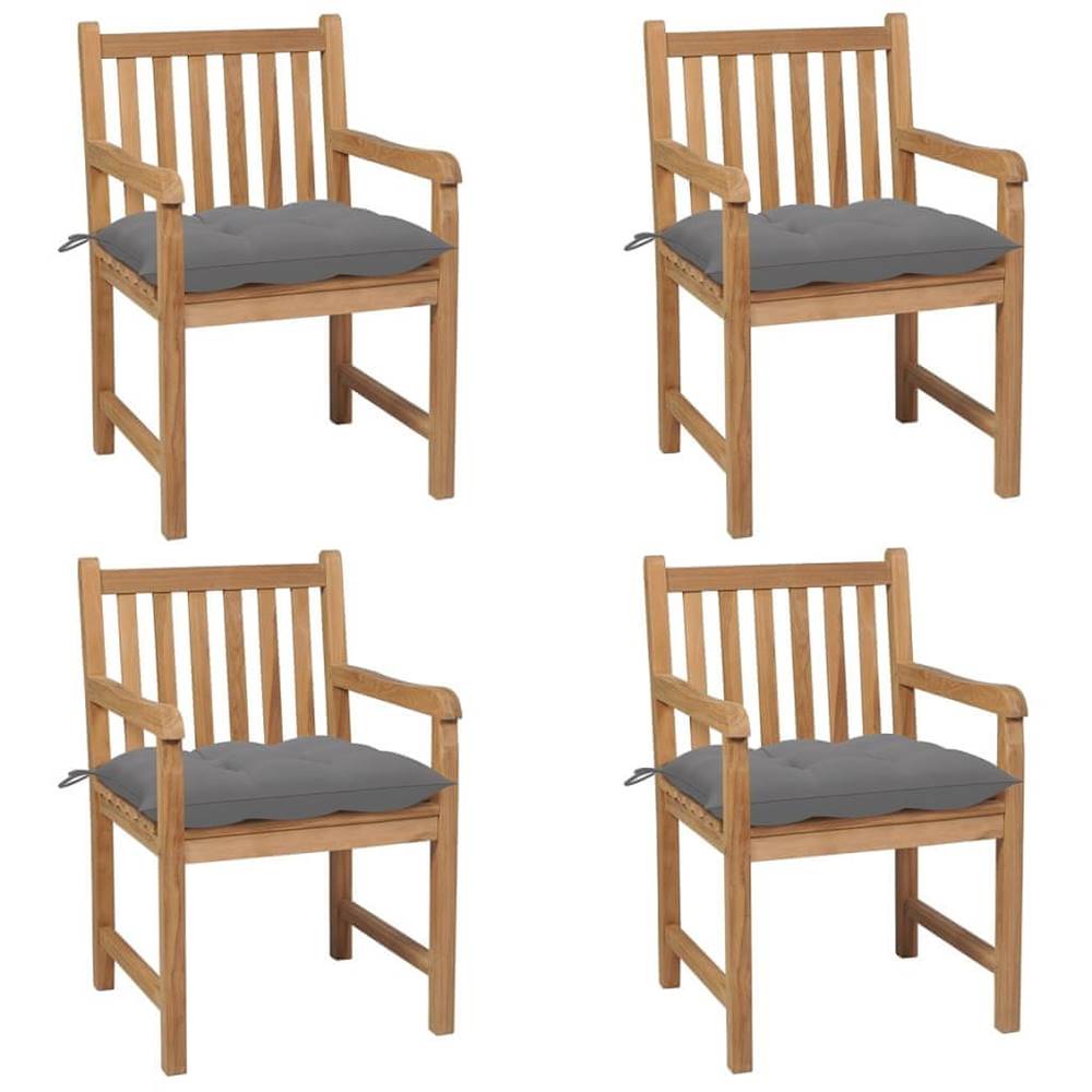Vidaxl  Záhradné stoličky 4 ks so sivými podložkami teakový masív značky Vidaxl