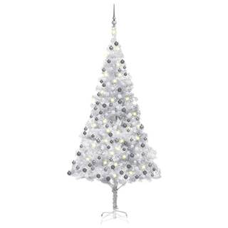 Vidaxl  Umelý vianočný stromček s LED a sadou gulí 210cm strieborný PET značky Vidaxl