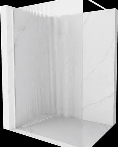 Mexen Kioto,  sprchová zástena 110 x 200 cm,  8mm sklo s rebrovým vzorom,  biely profil,  800-110-101-20-09