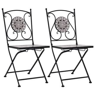 Vidaxl Mozaikové bistro stoličky 2 ks,  sivé