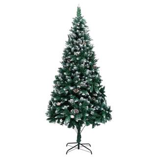 Vidaxl Zasnežený umelý vianočný stromček s borovicovými šiškami 240 cm