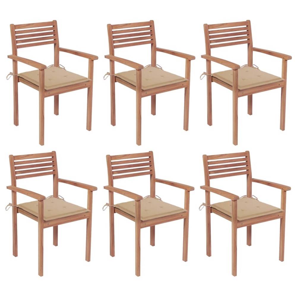 Vidaxl  Stohovateľné záhradné stoličky s podložkami 6 ks tíkový masív značky Vidaxl