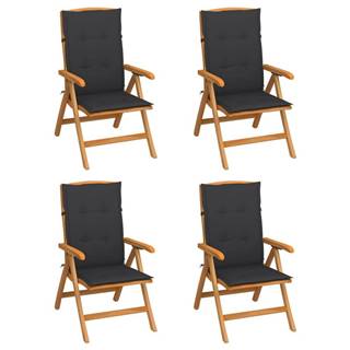 Vidaxl Sklápacie záhradné stoličky s podložkami 4 ks tíkový masív