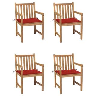 Vidaxl  Záhradné stoličky 4 ks s červenými podložkami tíkový masív značky Vidaxl