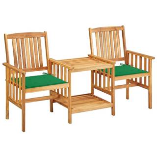 Vidaxl Záhradné stoličky s jedálenským stolíkom a vankúšmi akáciový masív