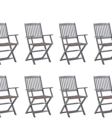 Vidaxl Skladacie vonkajšie stoličky 8 ks s podložkami akáciový masív