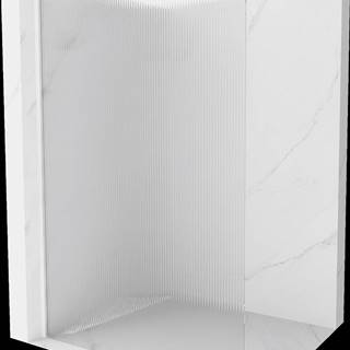 Mexen Kioto,  sprchová zástena 80 x 200 cm,  8mm sklo s rebrovým vzorom,  biely profil,  800-080-101-20-09