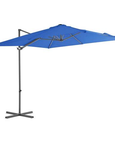 Vidaxl Závesný slnečník s oceľovou tyčou azúrovo-modrý 250x250 cm
