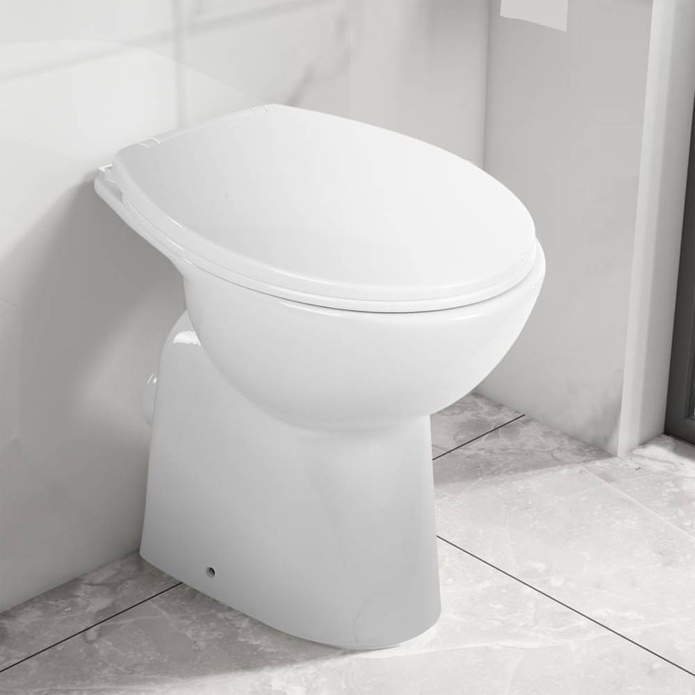Vidaxl  Vysoké bezokrajové WC s jemným zatváraním o 7 cm vyššie keramické biele značky Vidaxl