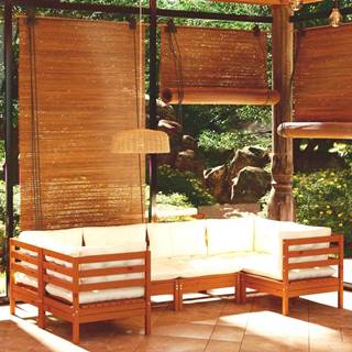 Vidaxl 6-dielna záhradná súprava s vankúšmi medovo-hnedá borovica