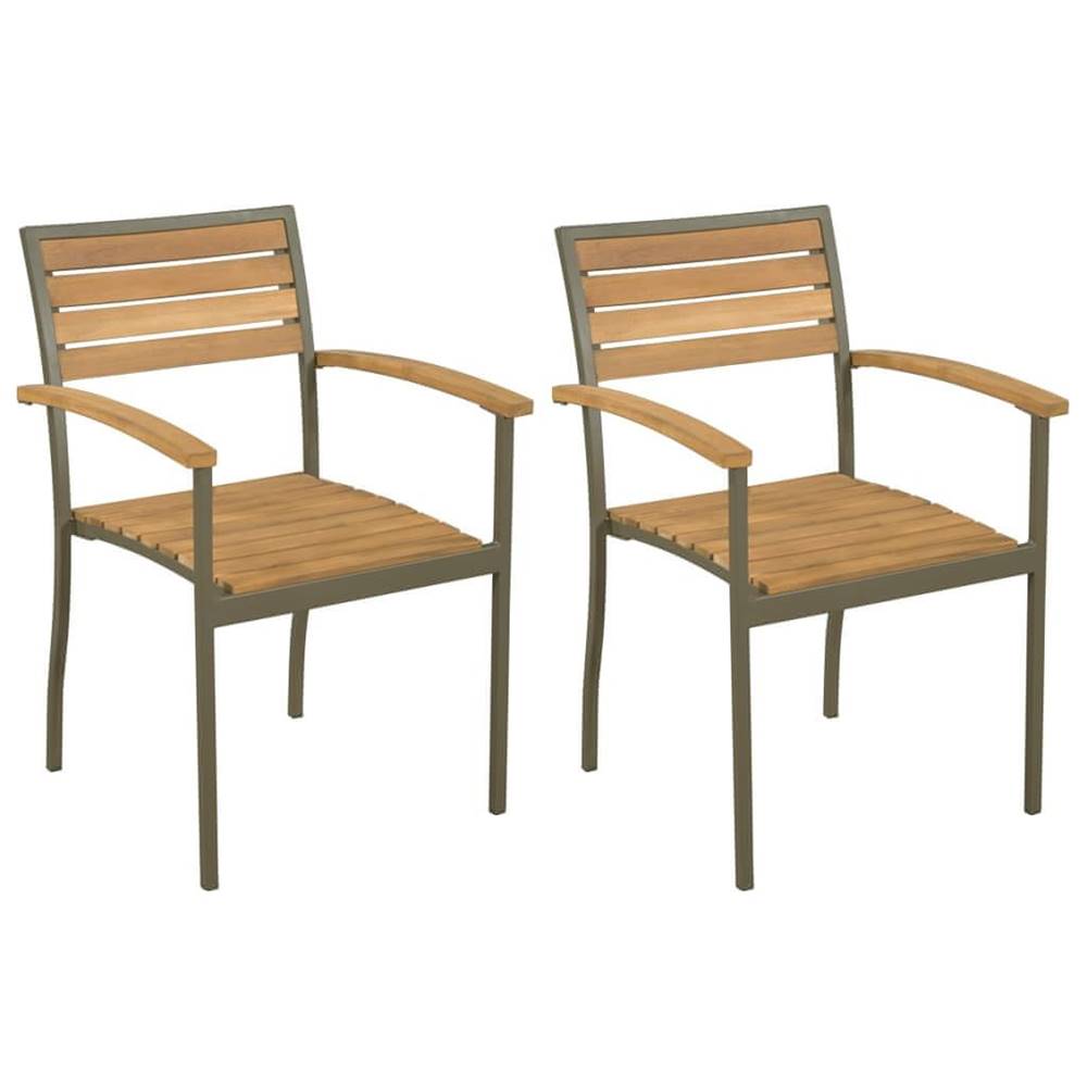 Vidaxl  Stohovateľné vonkajšie stoličky 2 ks,  akáciový masív a oceľ značky Vidaxl