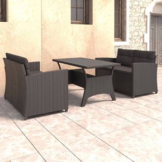 Vidaxl 3-dielna záhradná sedacia súprava s vankúšmi polyratan čierna