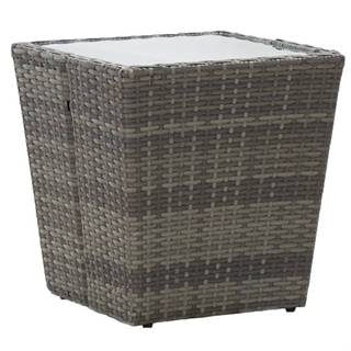 Vidaxl  Čajový stolík,  sivý 41, 5x41, 5x43 cm,  polyratan,  tvrdené sklo značky Vidaxl