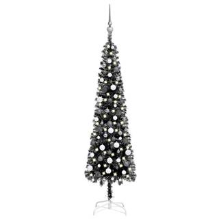 Vidaxl  Úzky vianočný stromček s LED a sadou gulí čierny 180 cm značky Vidaxl