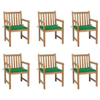 Vidaxl  Záhradné stoličky 6 ks so zelenými podložkami tíkový masív značky Vidaxl