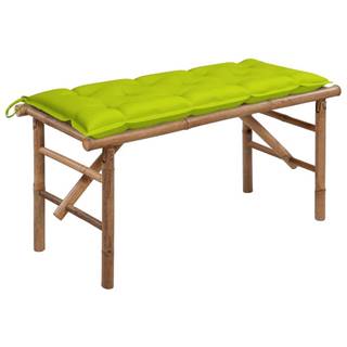 Vidaxl Skladacia záhradná lavička s podložkou 118 cm bambus