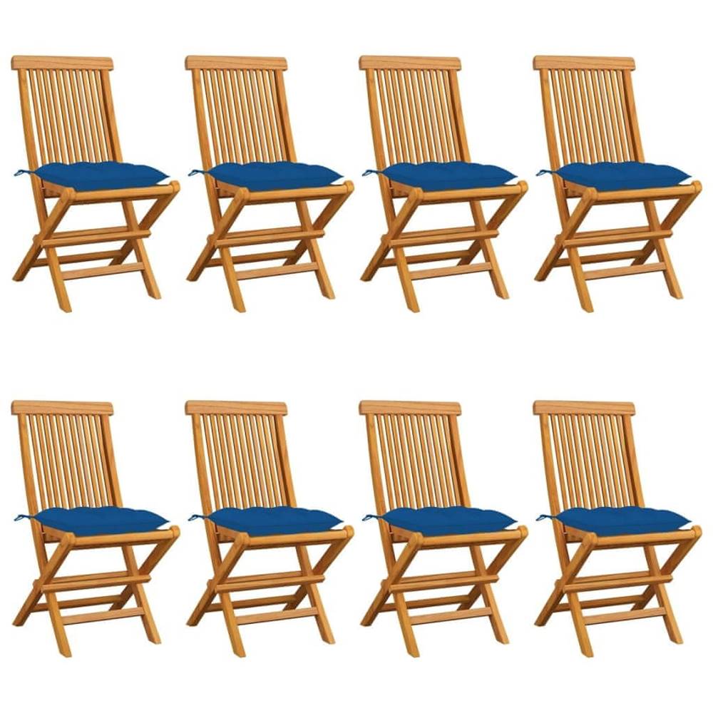 Vidaxl  Záhradné stoličky s modrými podložkami 8 ks tíkový masív značky Vidaxl