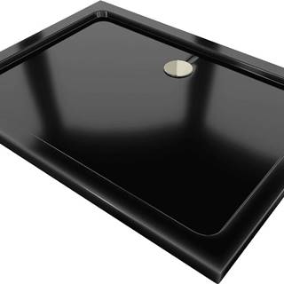Mexen Flat,  akrylátová sprchová vanička 80x70x5 cm SLIM,  čierna,  zlatý sifón,  40707080G