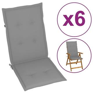 Vidaxl Podložky na záhradné stoličky 6 ks,  sivé 120x50x4 cm