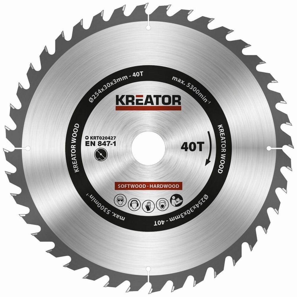 Kreator  KRT020427 - Pílový kotúč na drevo 254mm,  40T značky Kreator