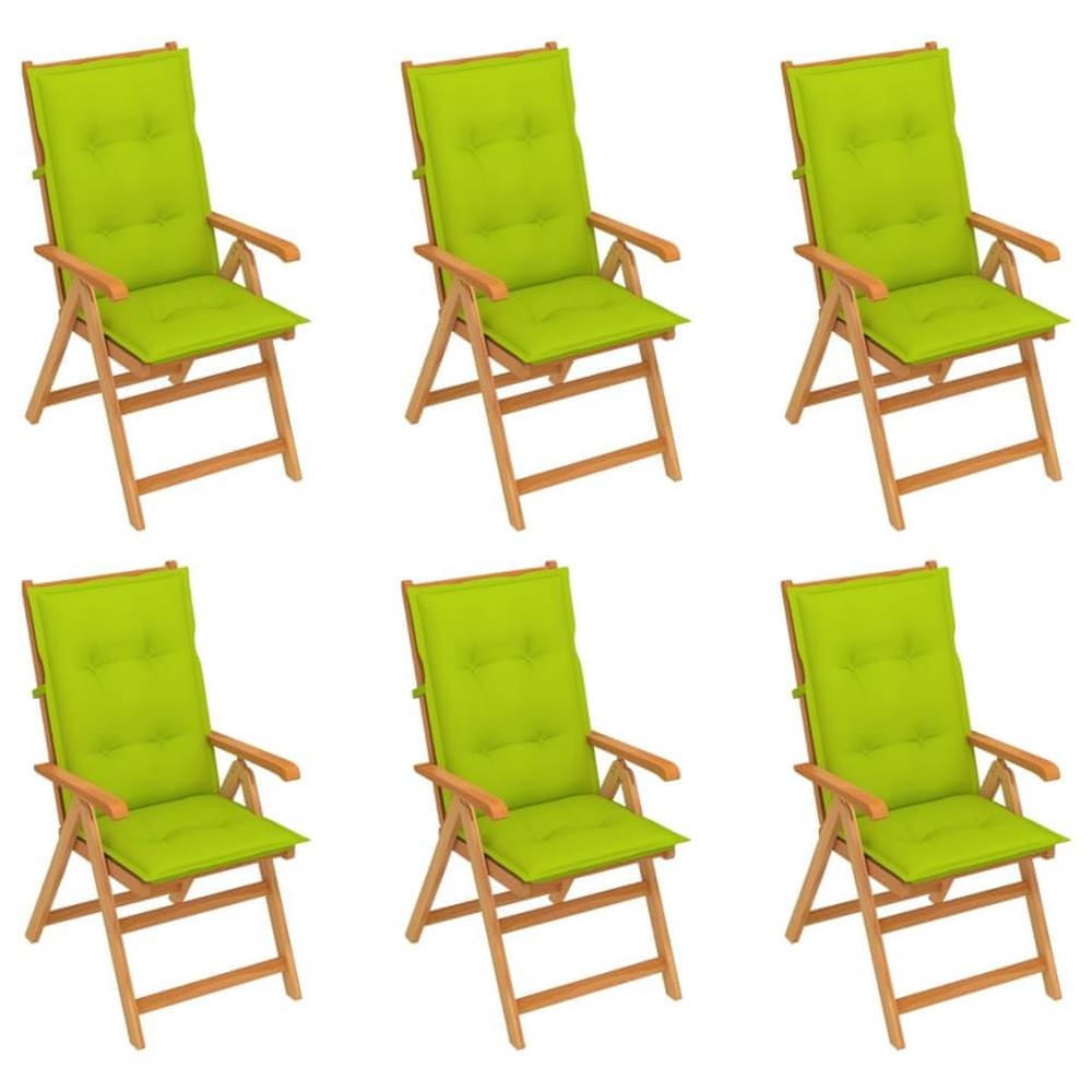 Vidaxl  Záhradné stoličky 6 ks s jasnozelenými podložkami tíkový masív značky Vidaxl