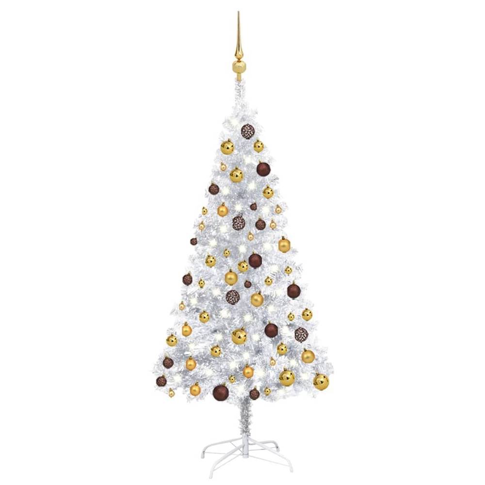 Vidaxl  Umelý vianočný stromček s LED a súpravou gulí strieborný 120 cm značky Vidaxl